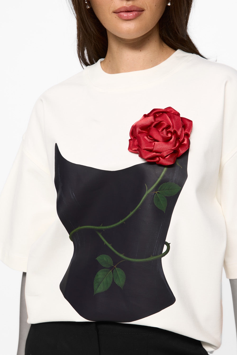 Petalia printed T-shirt | Women | Off-white | Modern and elegant style | Comfort and functionality | Atelierul Hamza
