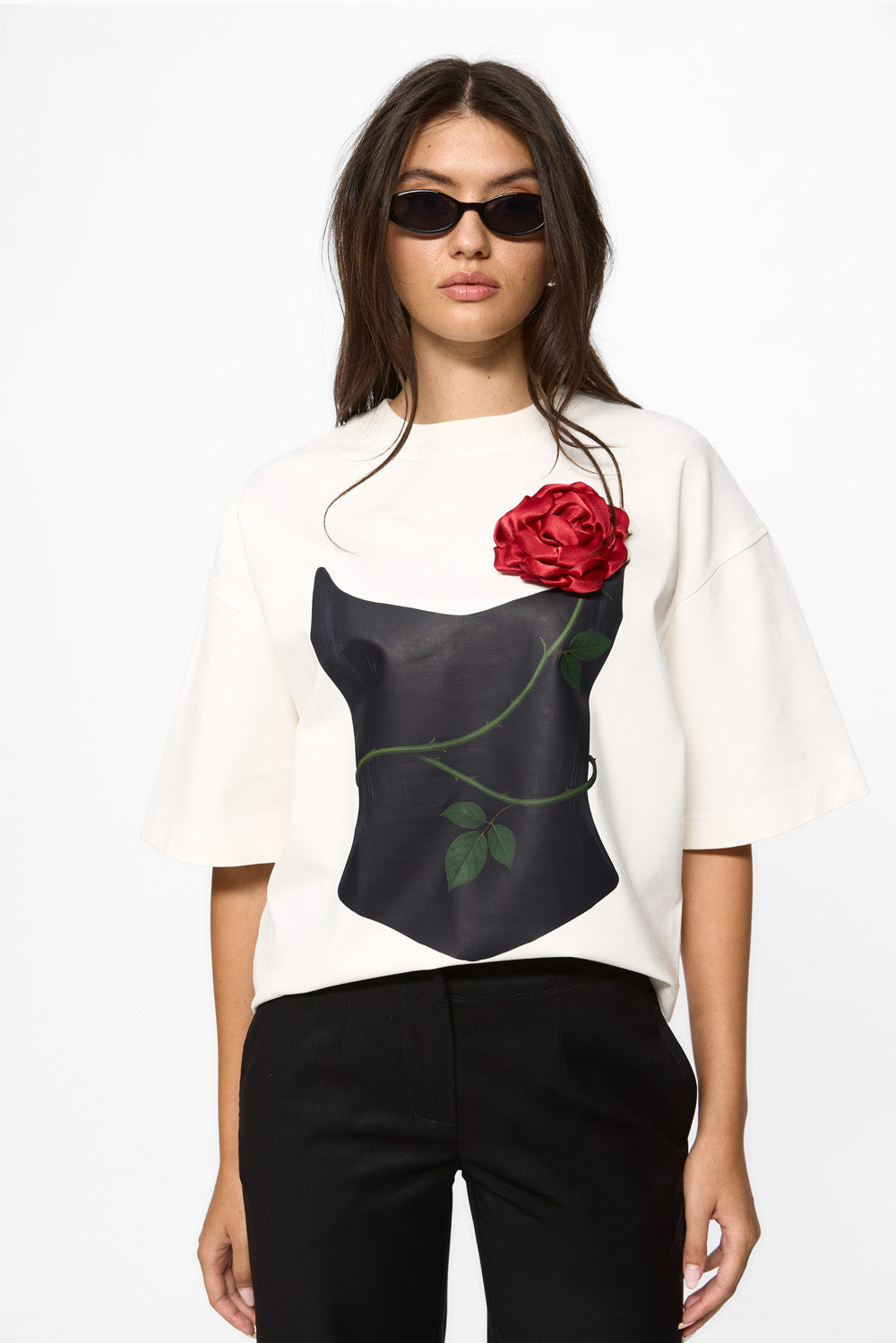 Petalia Printed Off-White T-Shirt