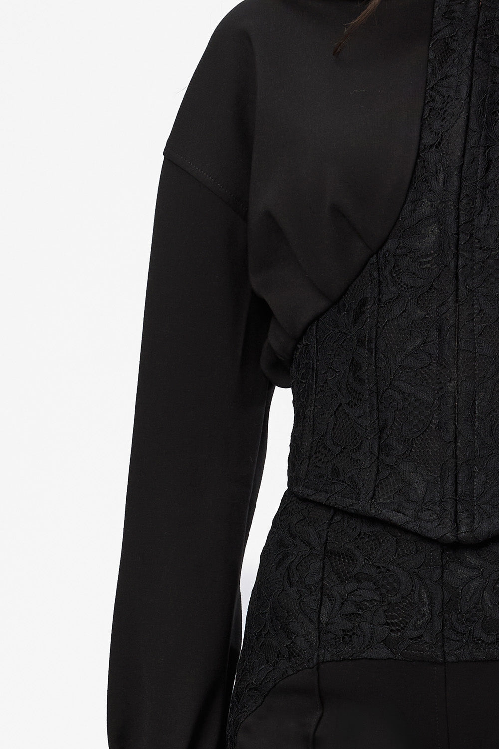 Hanorac negru cu corset din dantela Karol