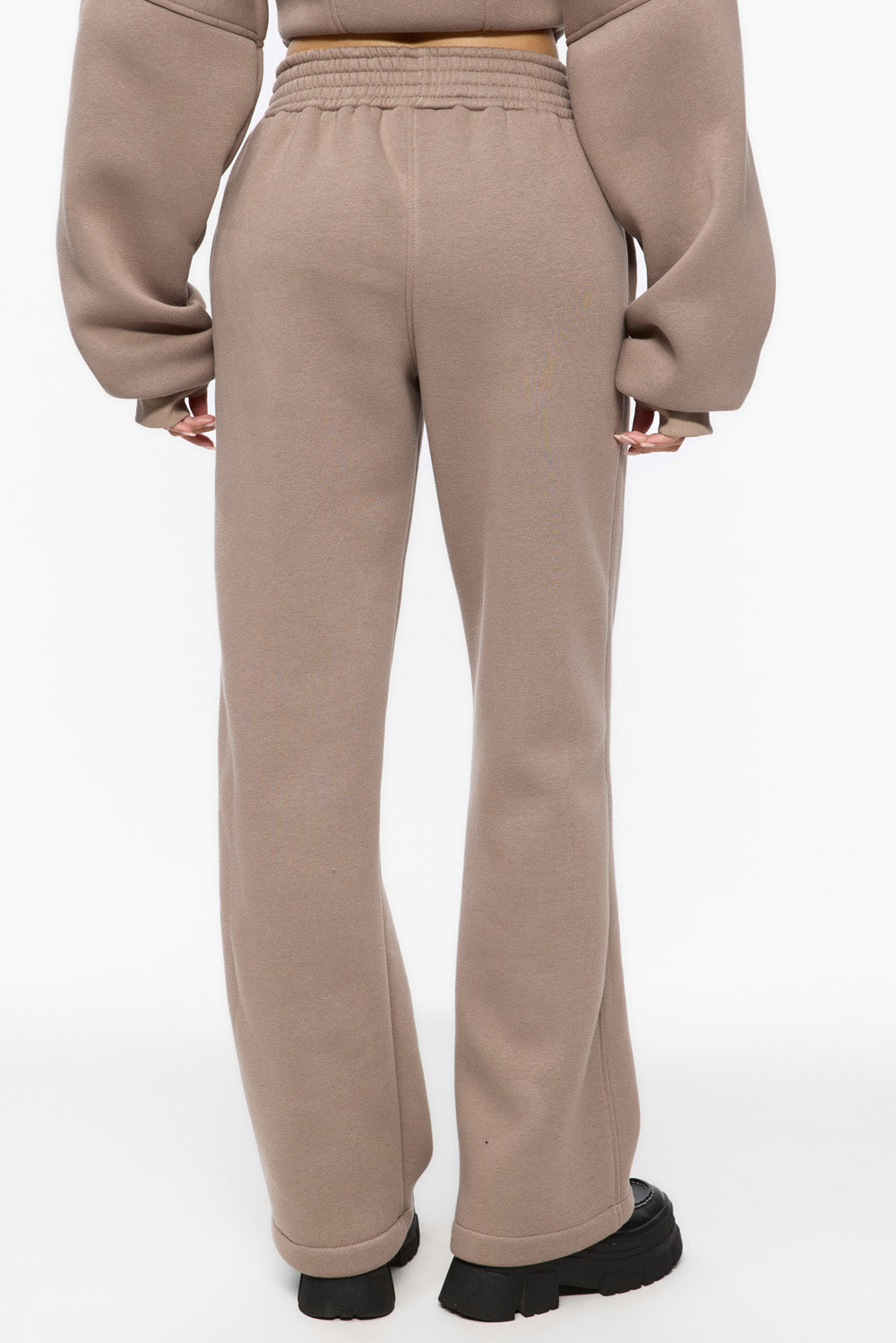 Goddess Beige Flared fleece Pants