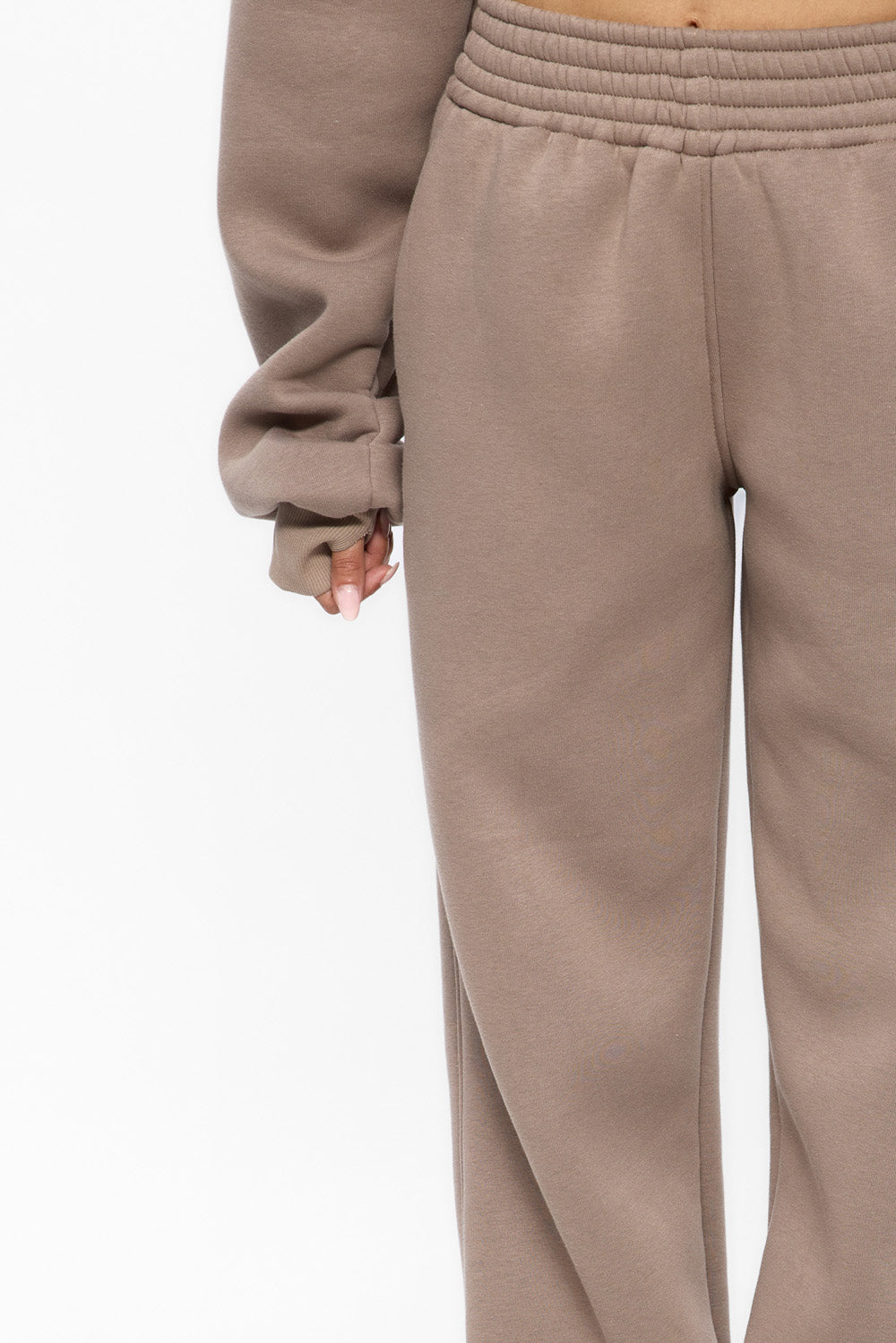 Goddess Beige Flared fleece Pants