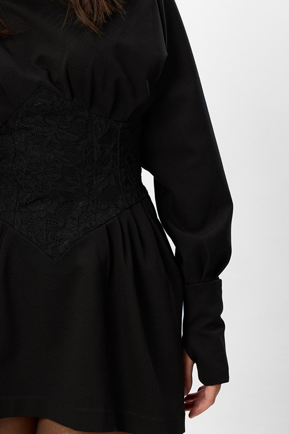 Nyssa Black Dress with sheer lace corset