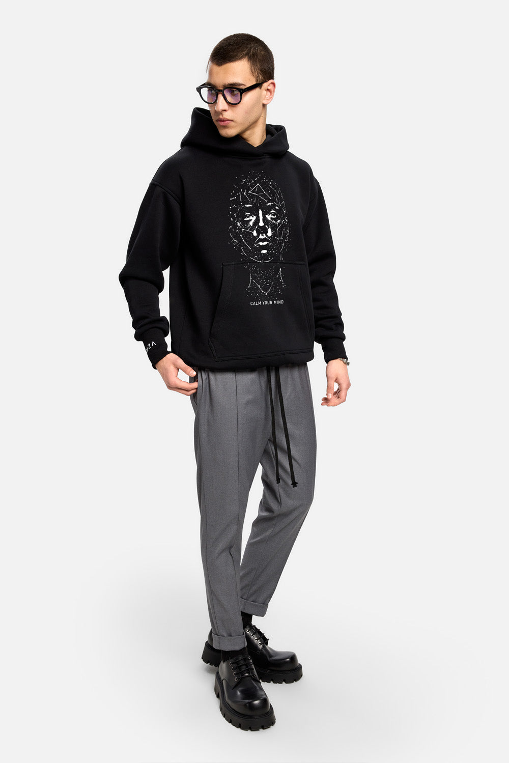 Calm printed fleece Hoodie