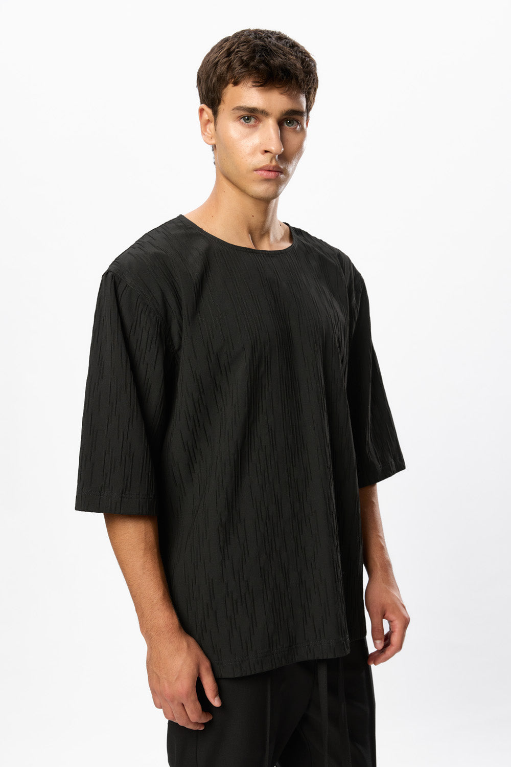 Tricou negru texturat Thom