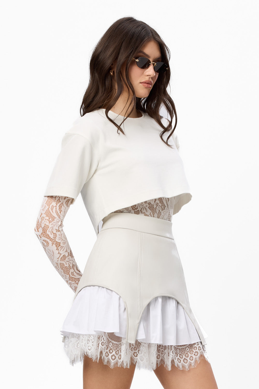 Black Swan Duo Vanilla Leather skirt with garter straps