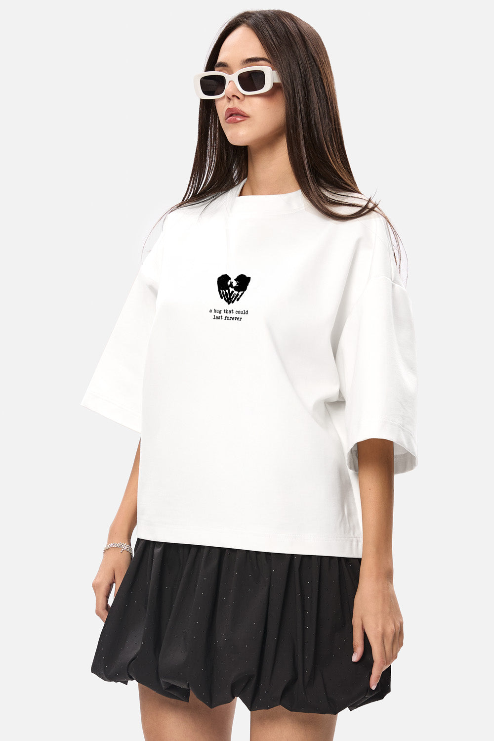 Tricou off-white cu imprimeu Hands