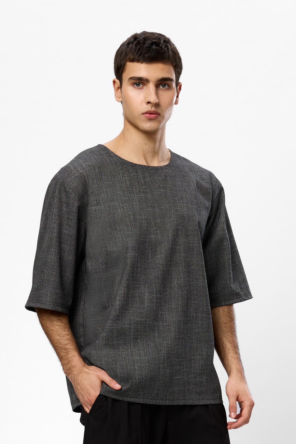 Thom black melange cloth T-shirt