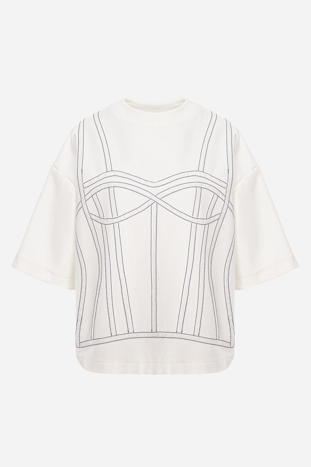 Karo Off-White Stitched Corset T-shirt