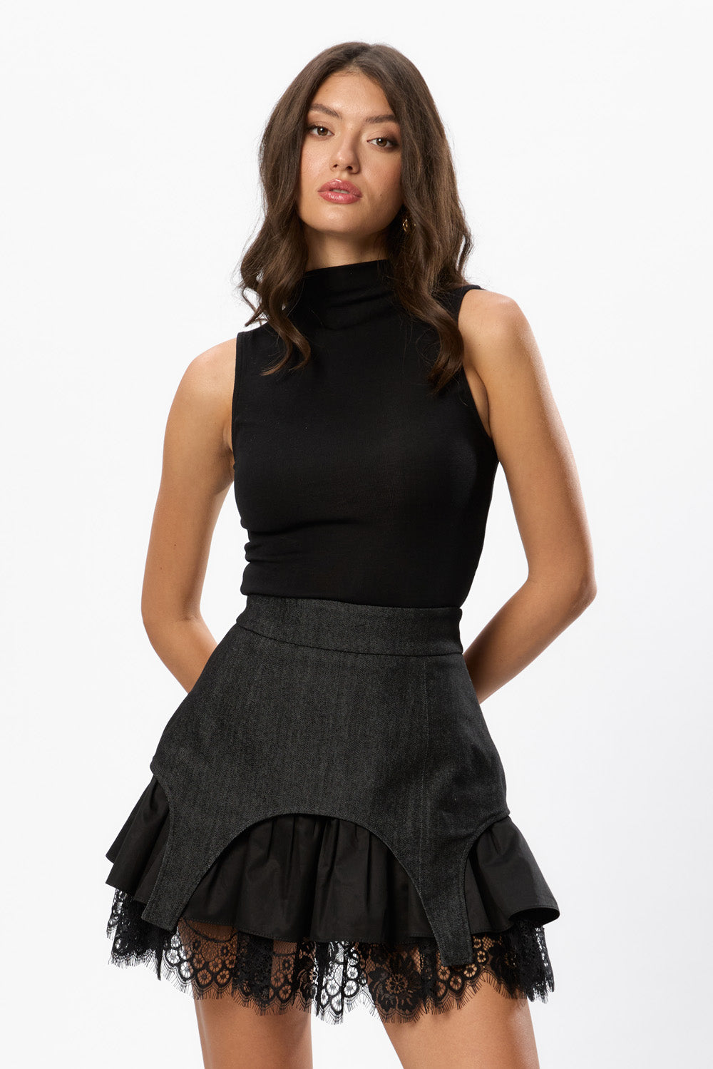 Fustă din Denim Albastru Black Swan