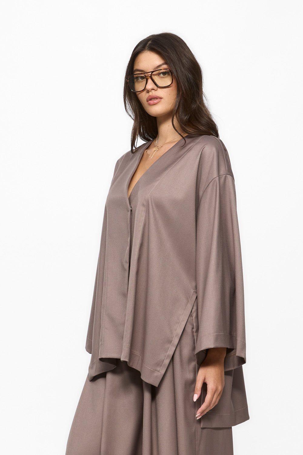 Cardigan bej din stofa Kimi