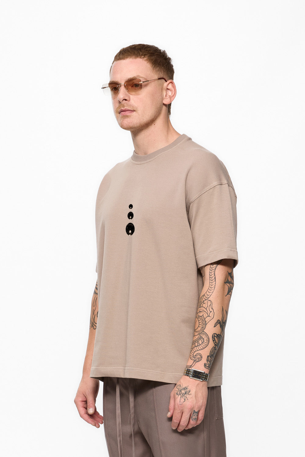 Triangle Printed Beige T-shirt