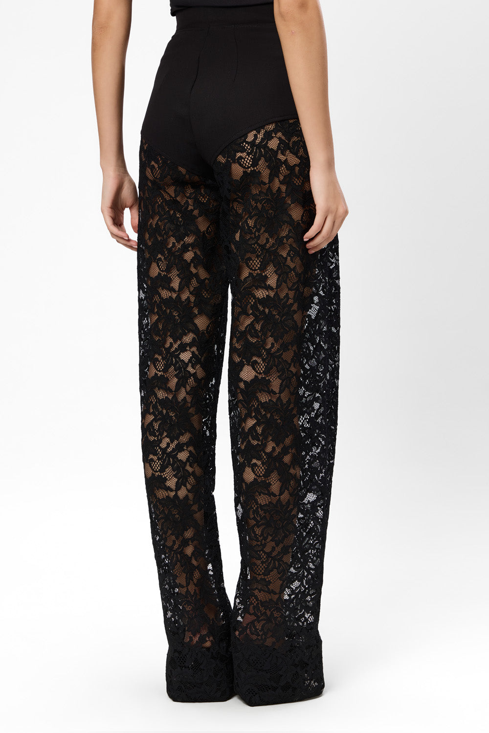 Pantaloni negri din dantela Snowflake
