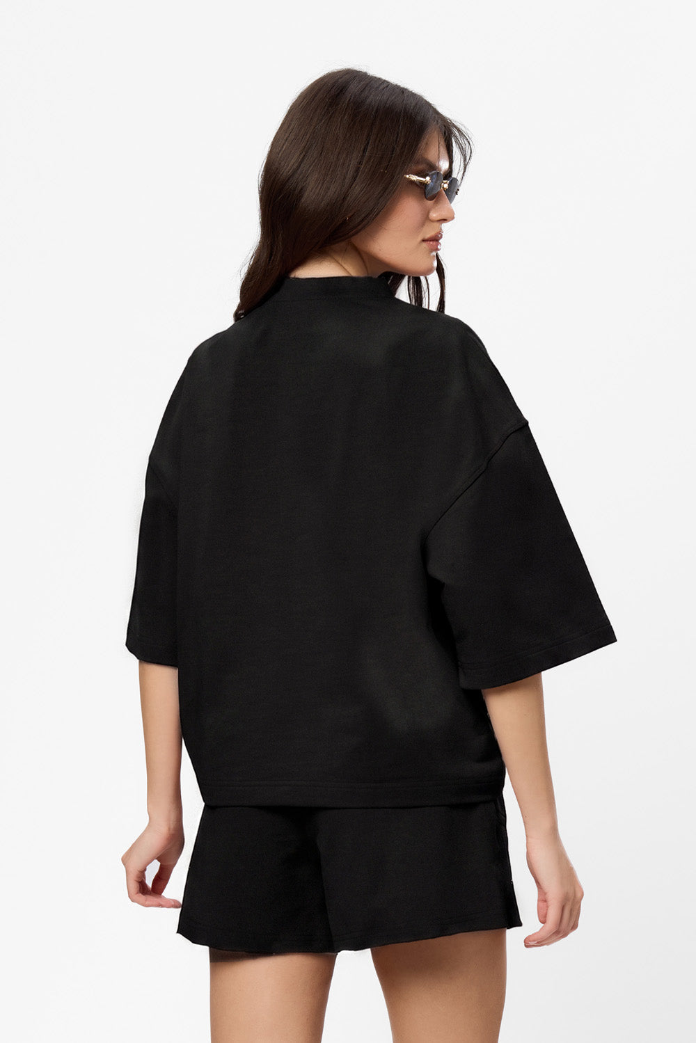 Tricou oversized negru din bumbac Midnight