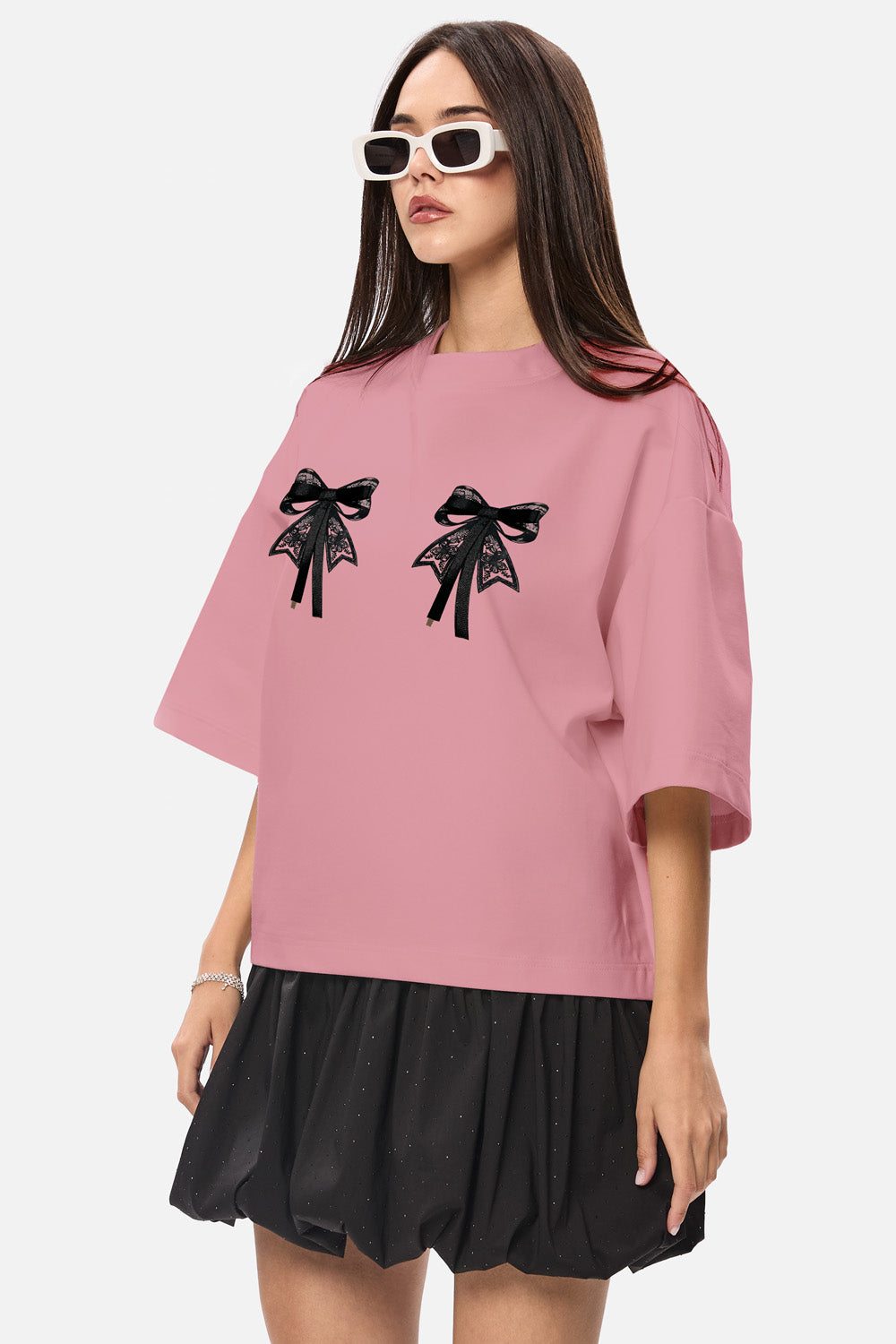 Tricou Luna cu funde aplicate | Femei | Roz | Stil Modern & Elegant | Confort & Funcționalitate | Atelier Hamza
