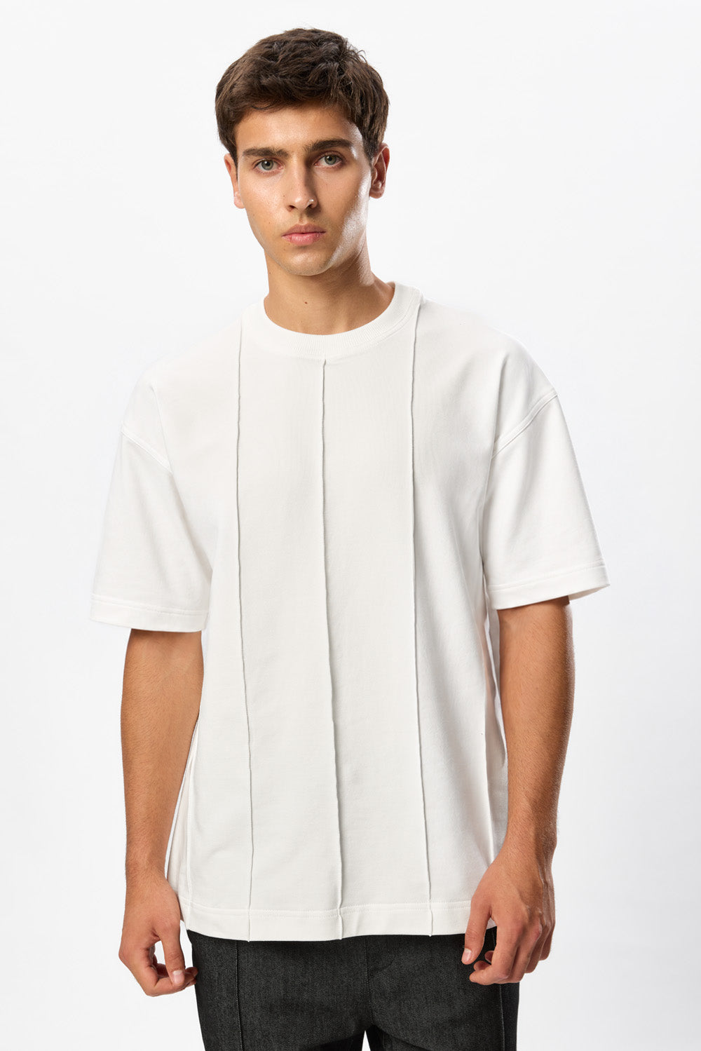 Tricou Off-White cu cusaturi Linea
