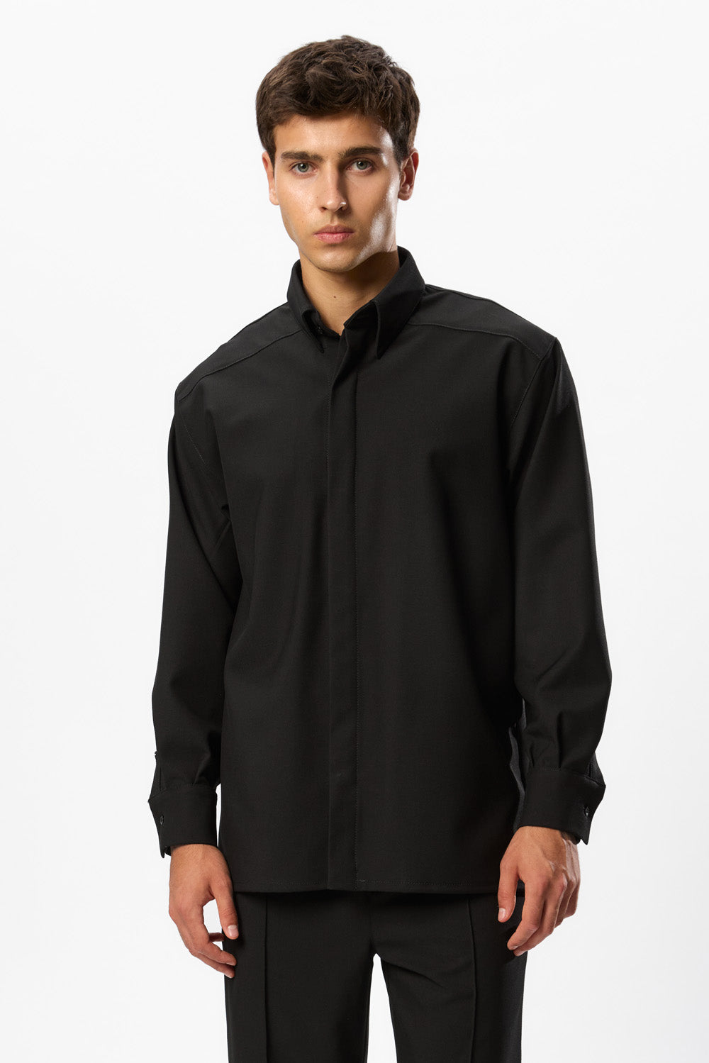 247 Black Wool Blend Shirt