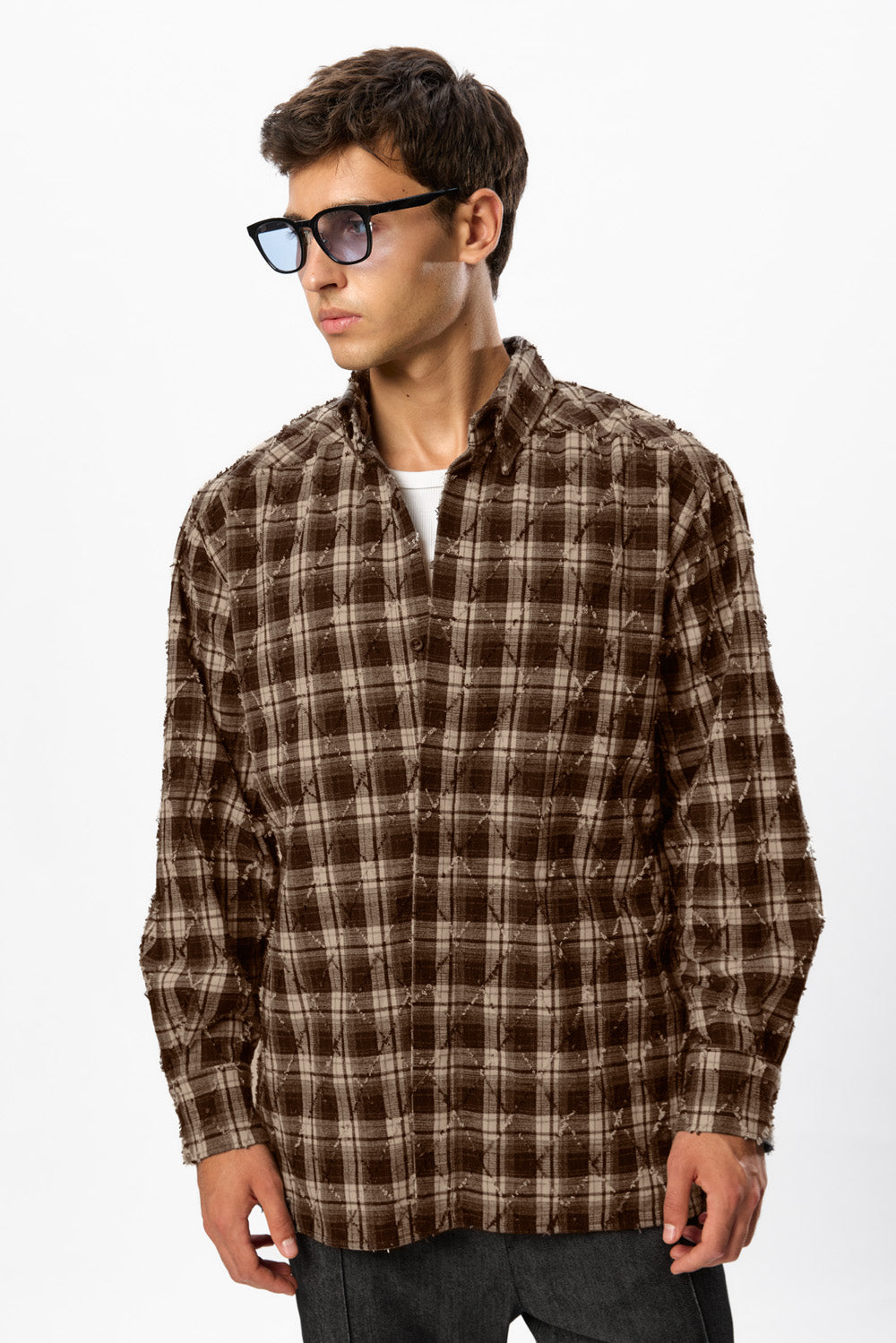 Rombo Oversized Brown Shirt