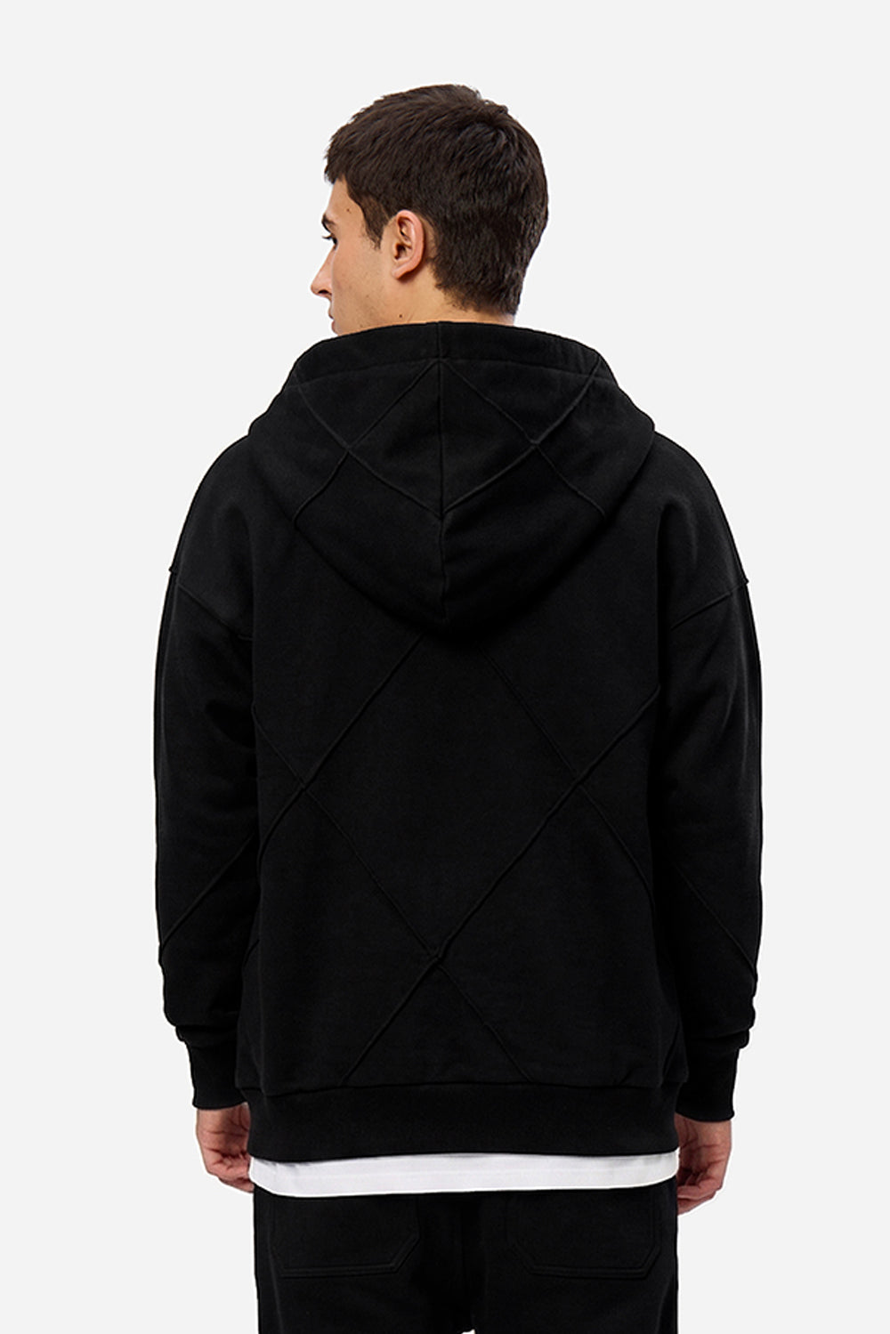 Hanorac negru cu cusaturi decorative Crudo V2