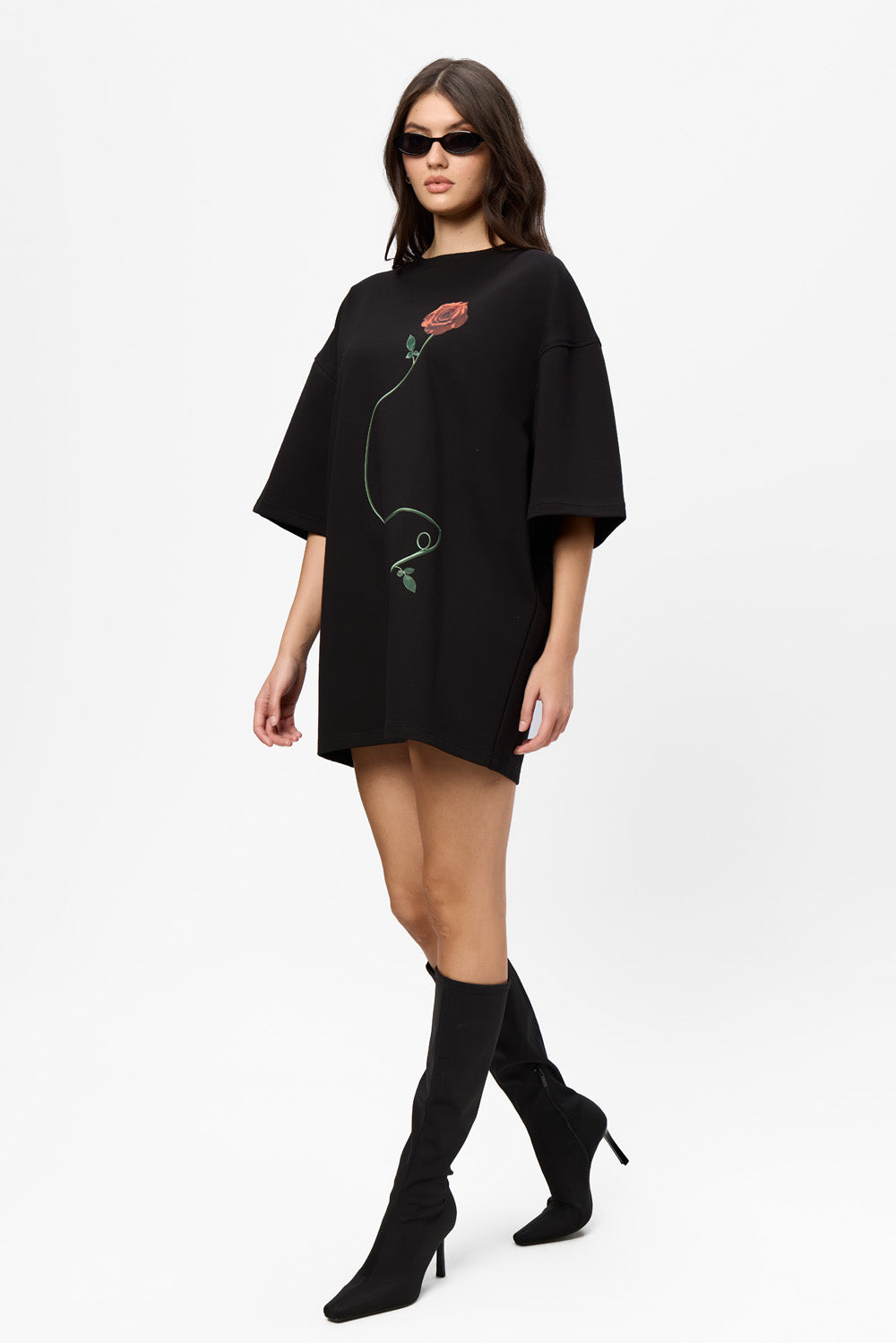 Kyoto Rose printed Black Dress