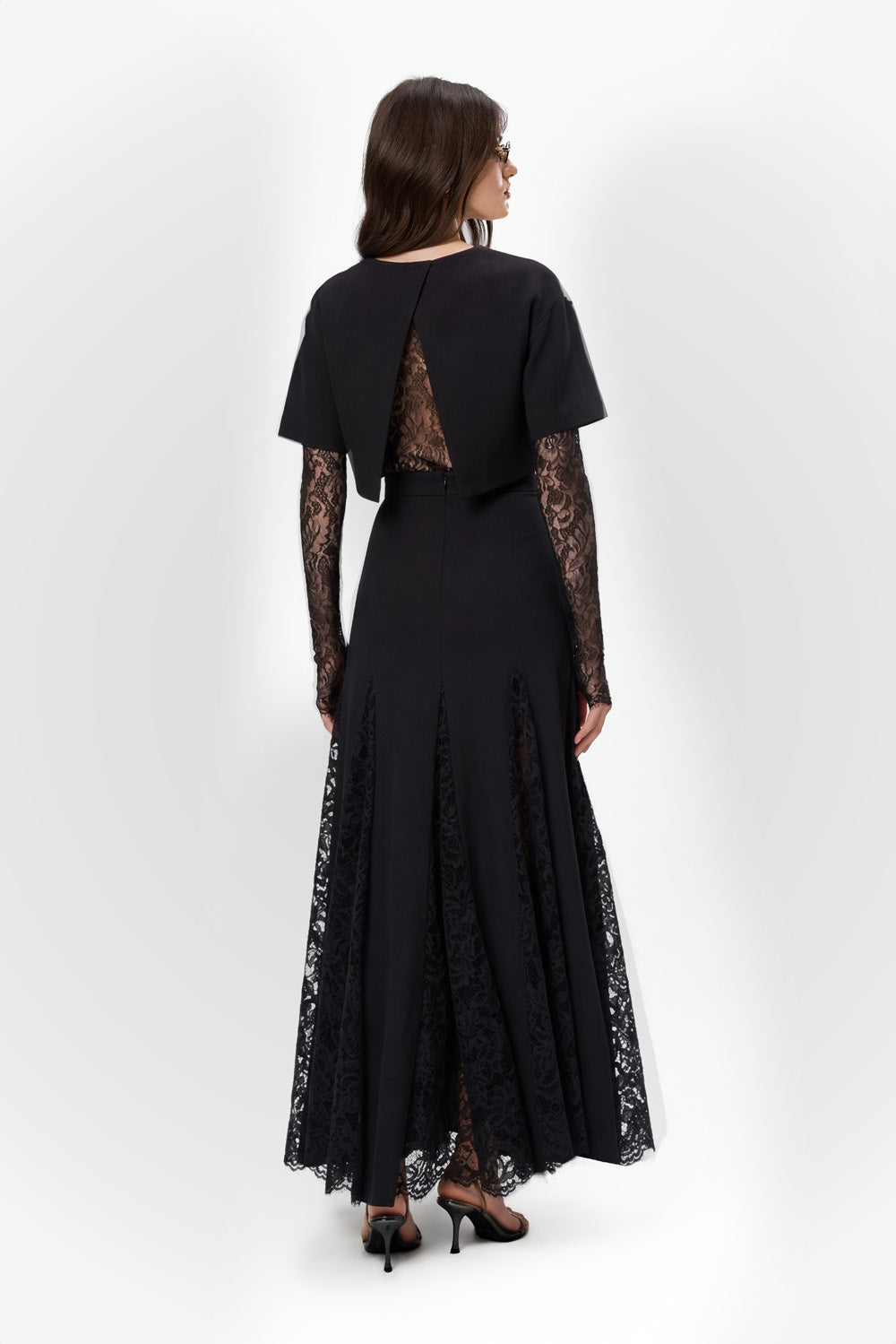 Fusta maxi neagra cu dantela Snowflake V2