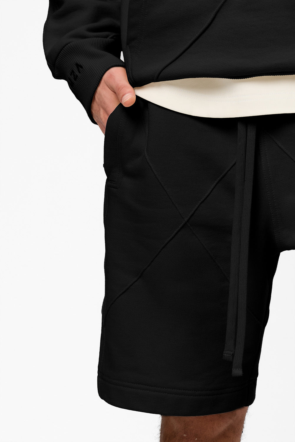 Pantaloni scurti negri din bumbac Diamond