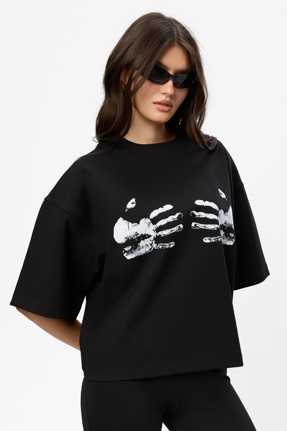Hands Bra printed Black T-Shirt