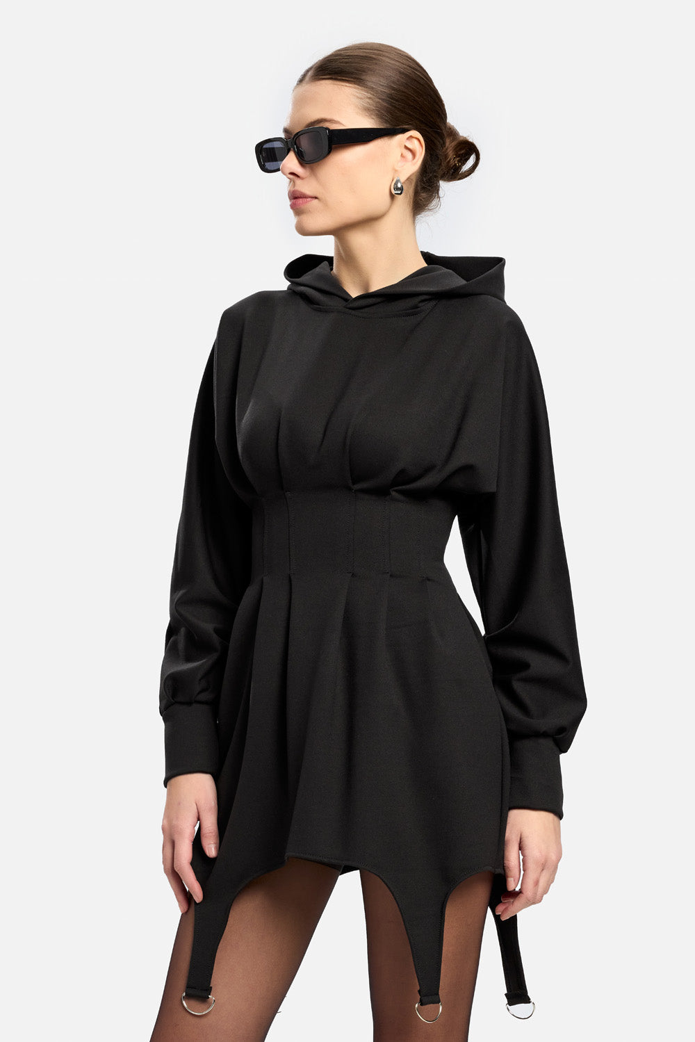 Cairo black dress with garter straps