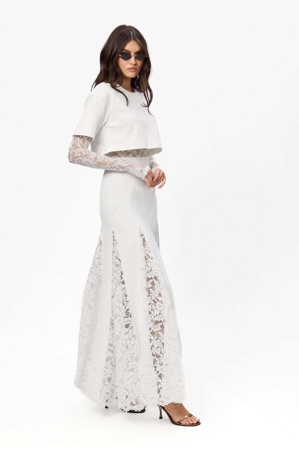 Osaka Off-White Top with sheer lace Body
