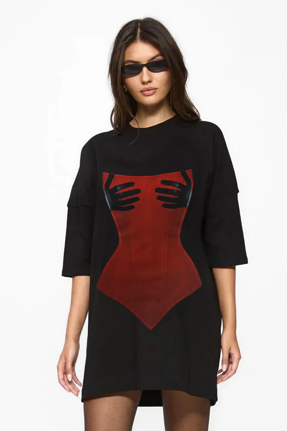 Noir V2 printed Black Dress