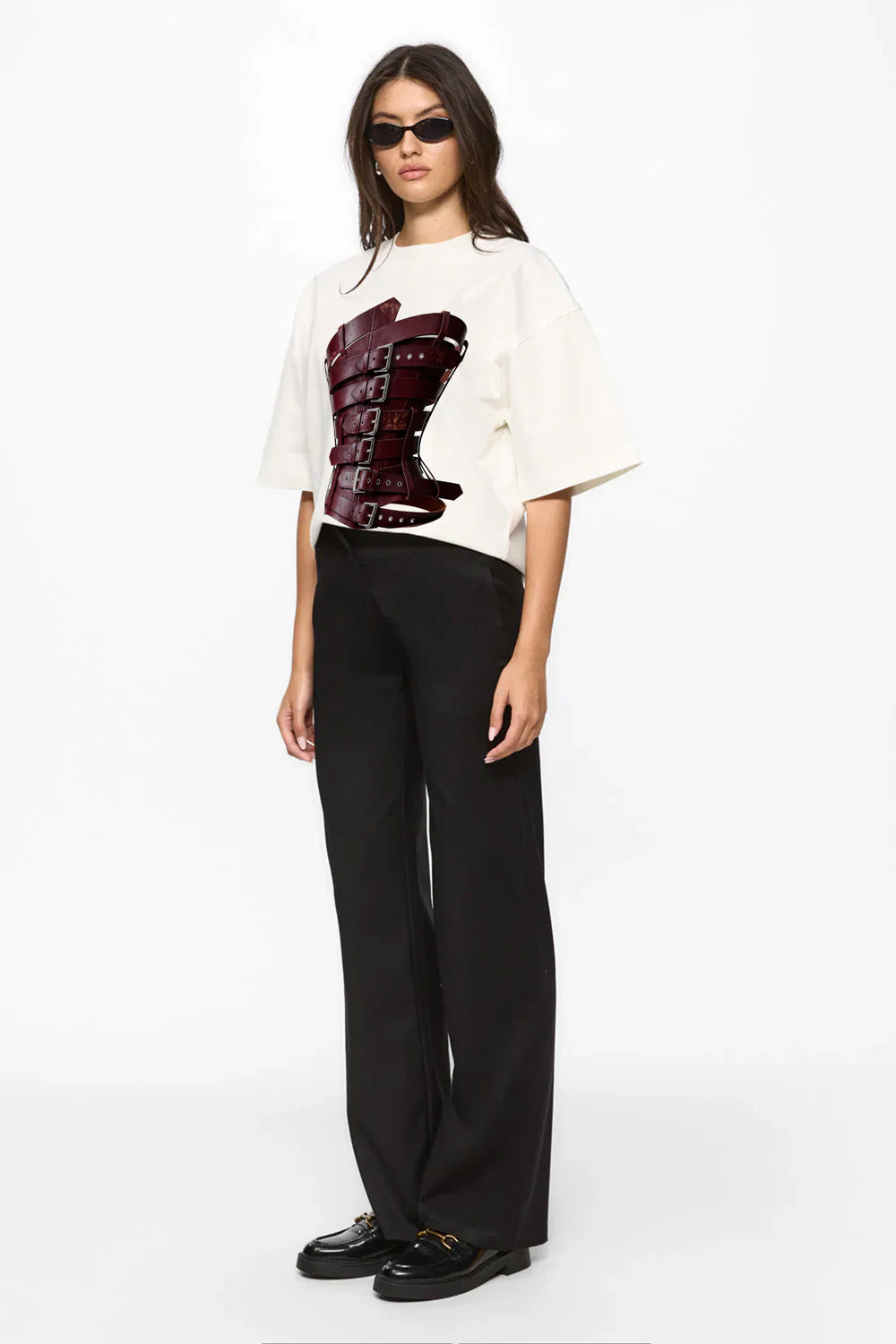 Tricou off-white cu imprimeu Burgundy