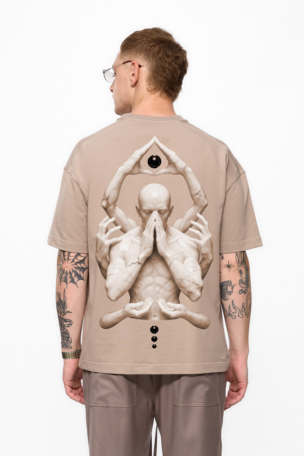 Triangle Printed Beige T-shirt