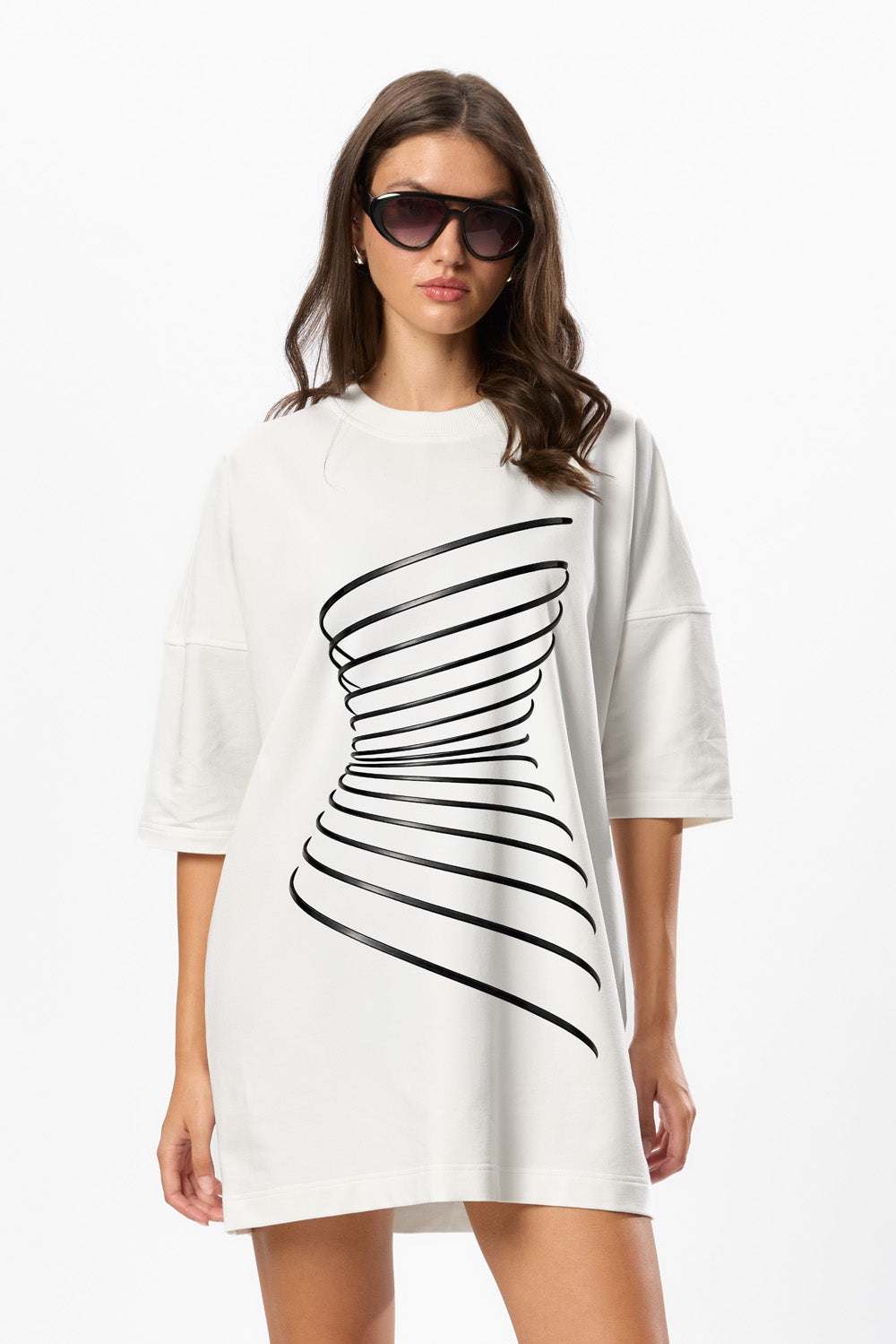 Rochie Off White cu imprimeu Sirena