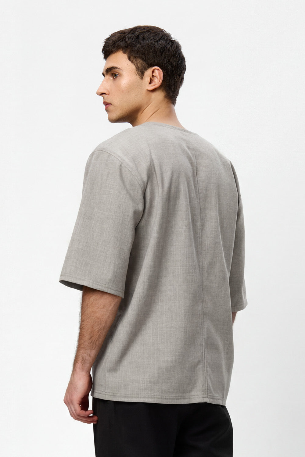 Tricou bej melanj din Stofa Thom
