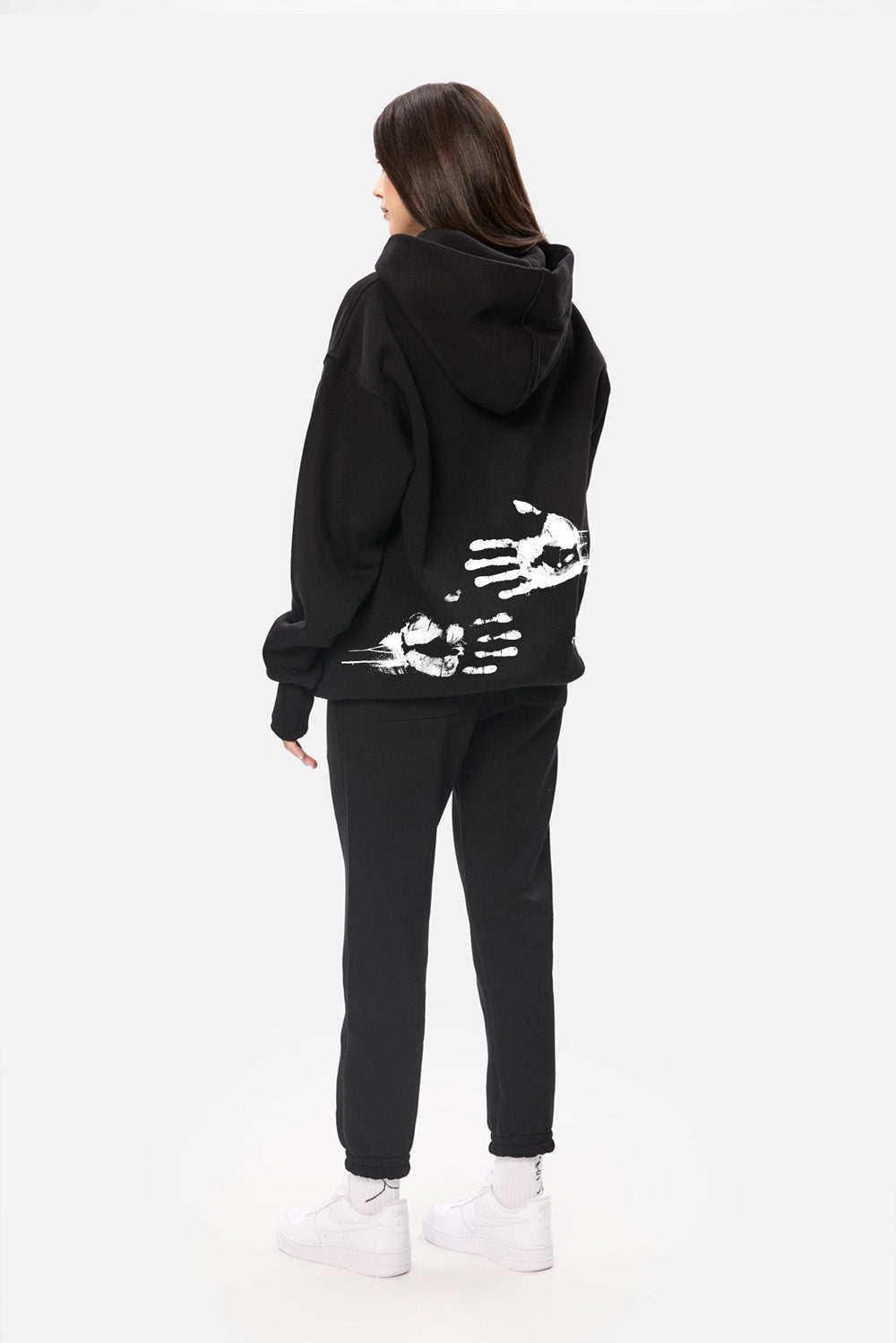 A hug Black printed fleece Hoodie W