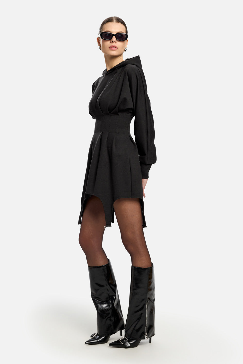 Cairo black dress with garter straps