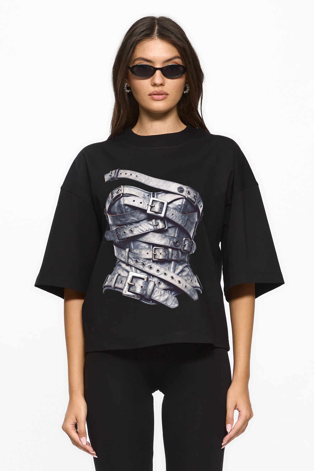 Tricou negru cu imprimeu Silver Belt