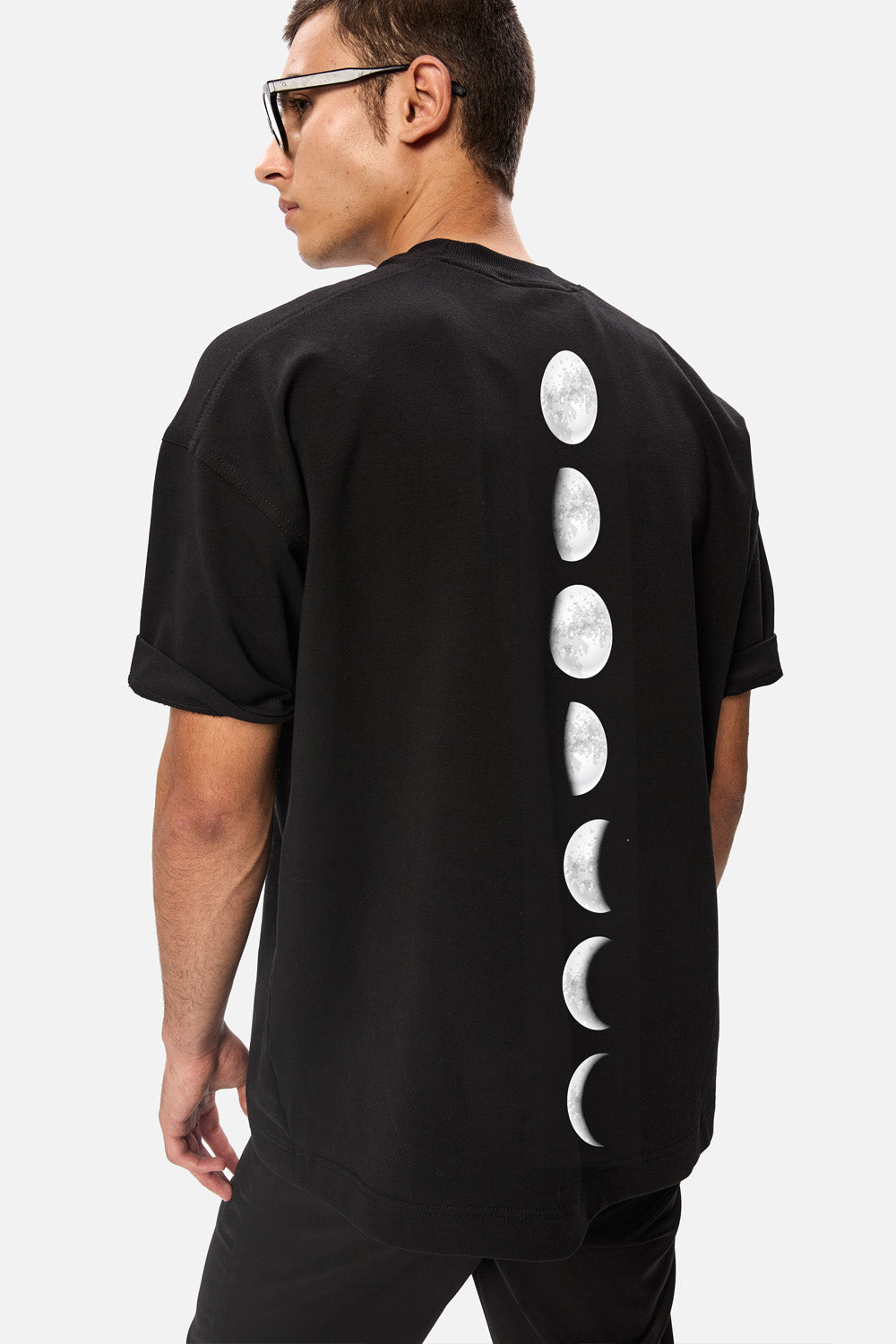 Tricou negru cu imprimeu Moons