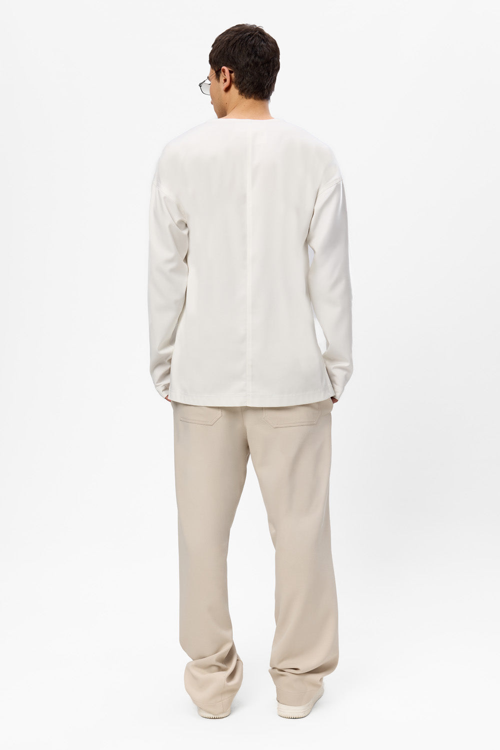 Tricou off-white cu maneca lunga din stofa Florence V2