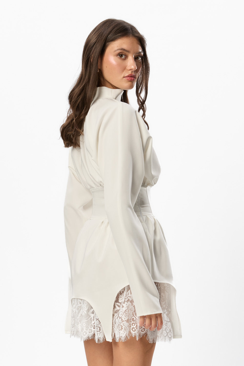 Rochie Off-White din Stofa cu dantela Kaya