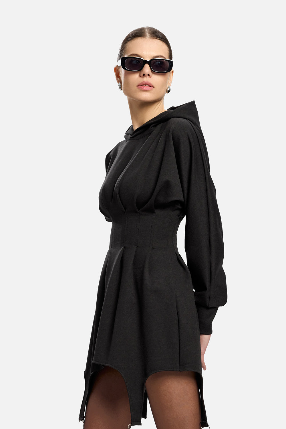 Cairo black dress with garter straps