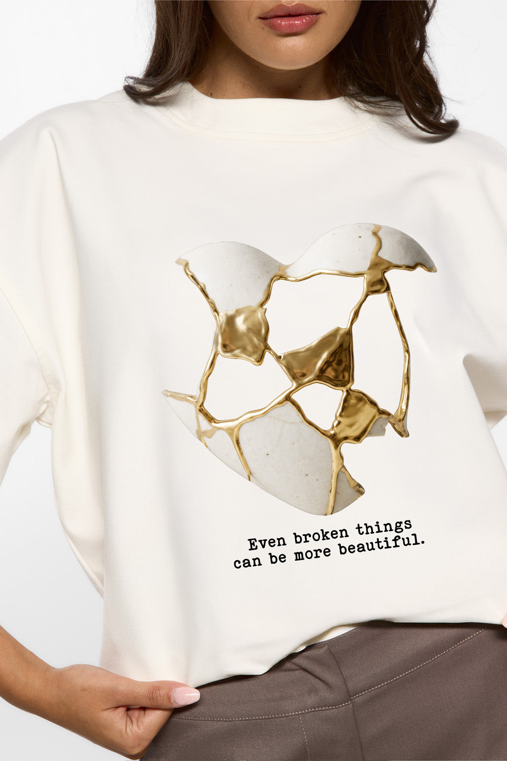 Tricou off-white cu imprimeu Kint