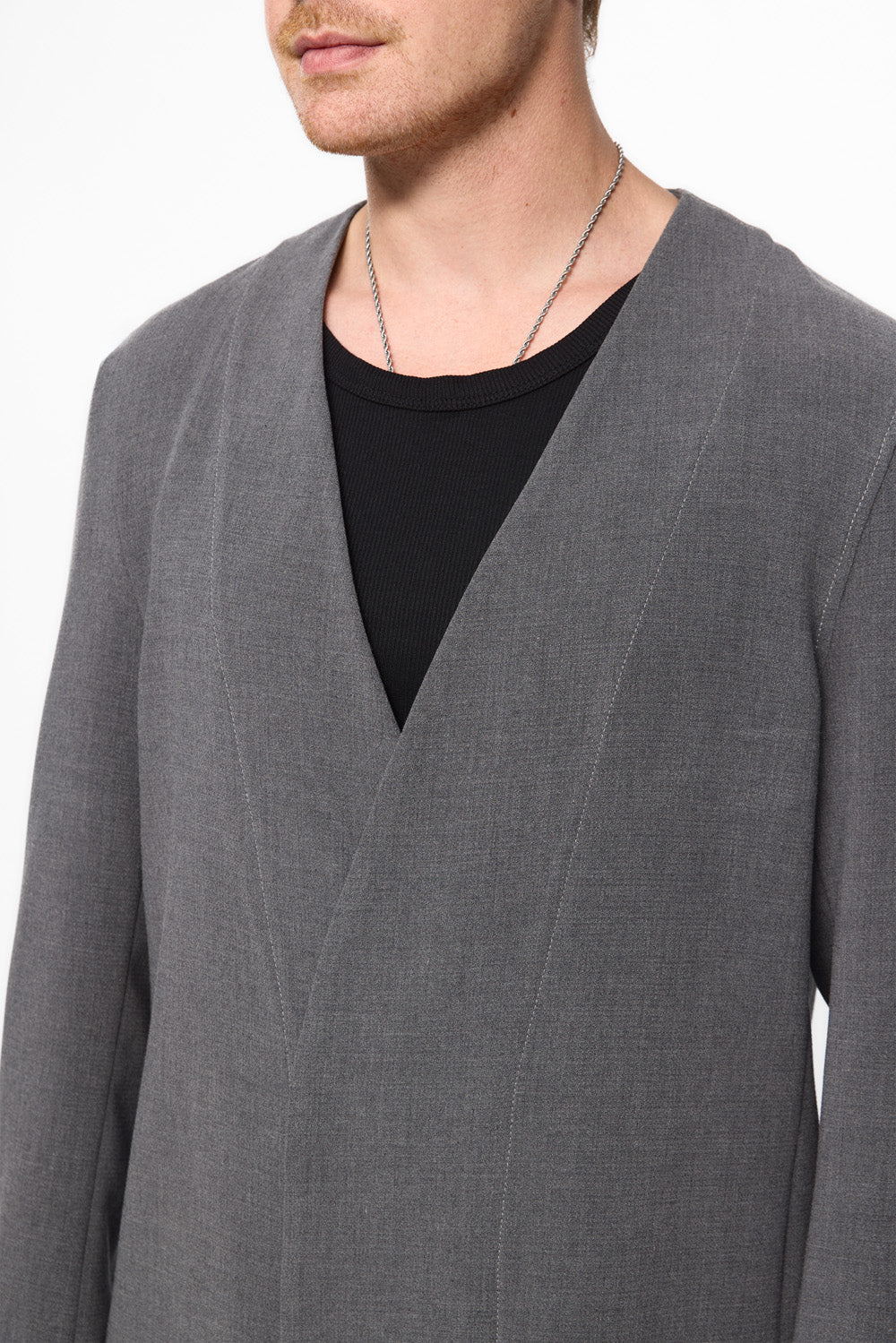 Cardigan gri din stofa de barbati 247 v2