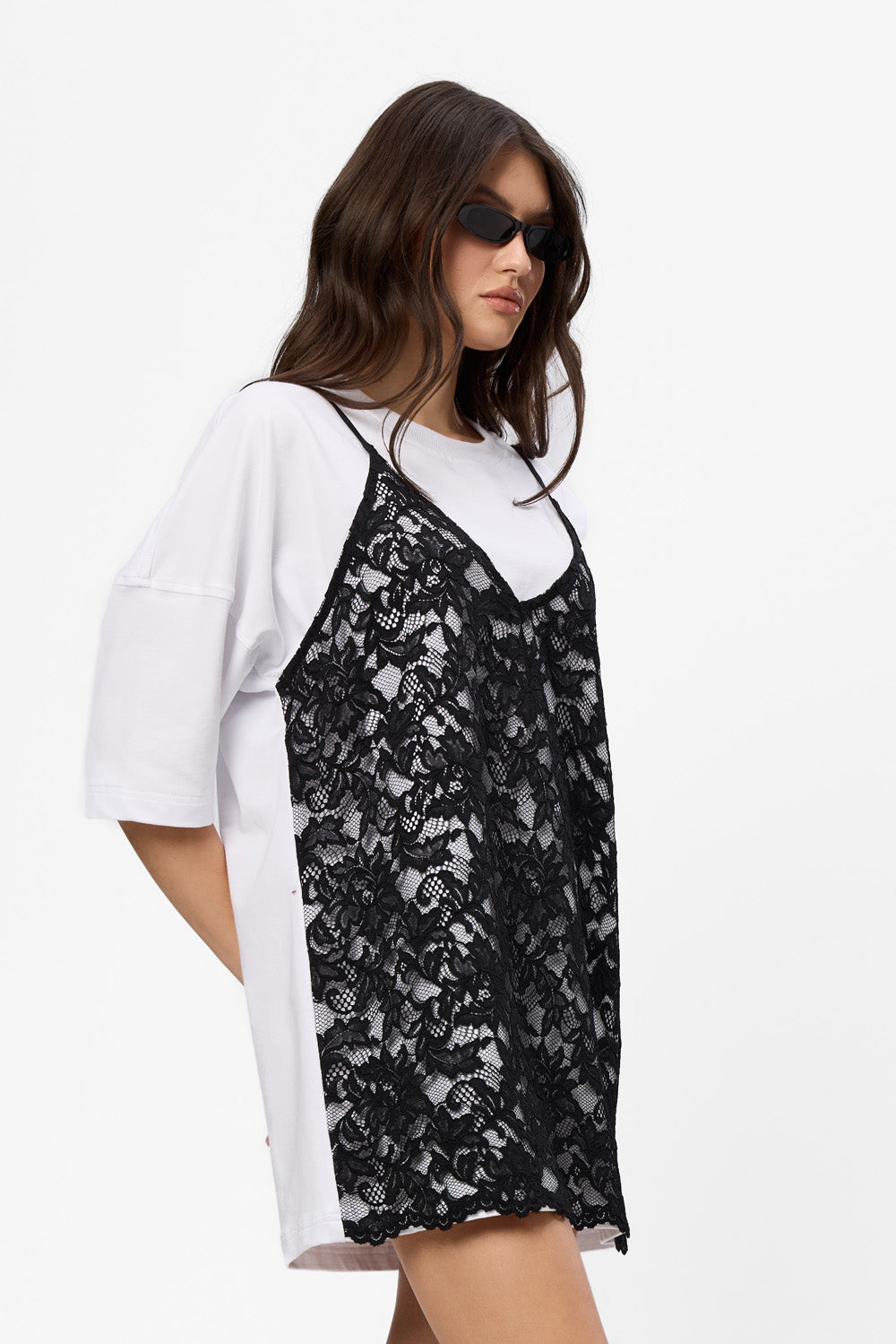 Negligee double-layered Lace White Dress