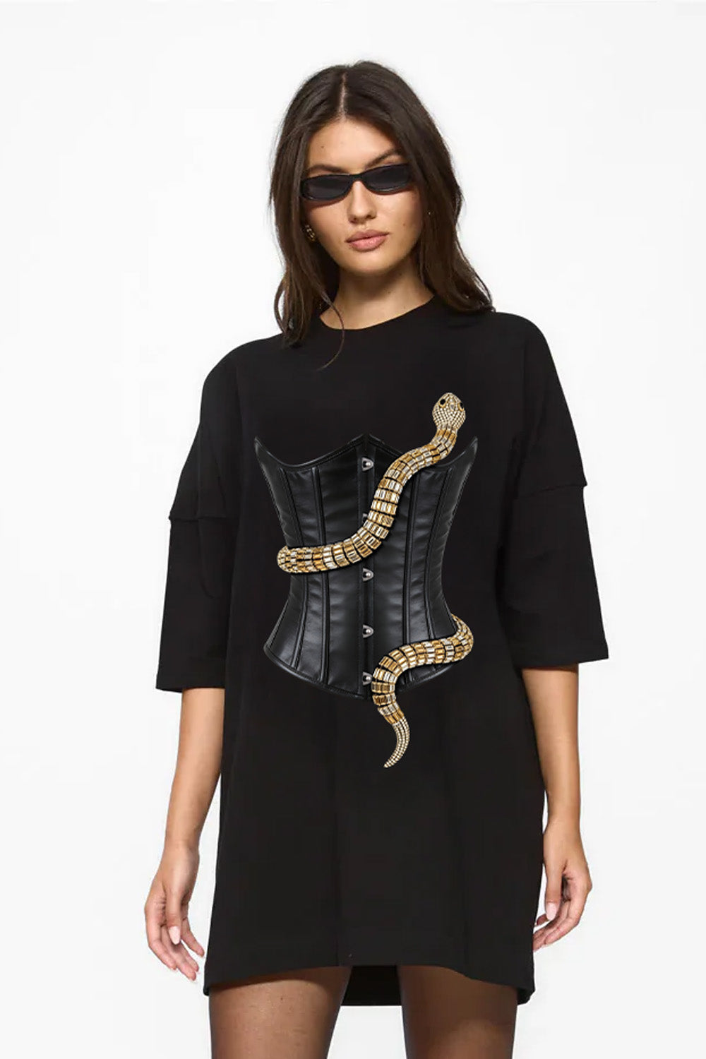 Eva Printed Black Dress