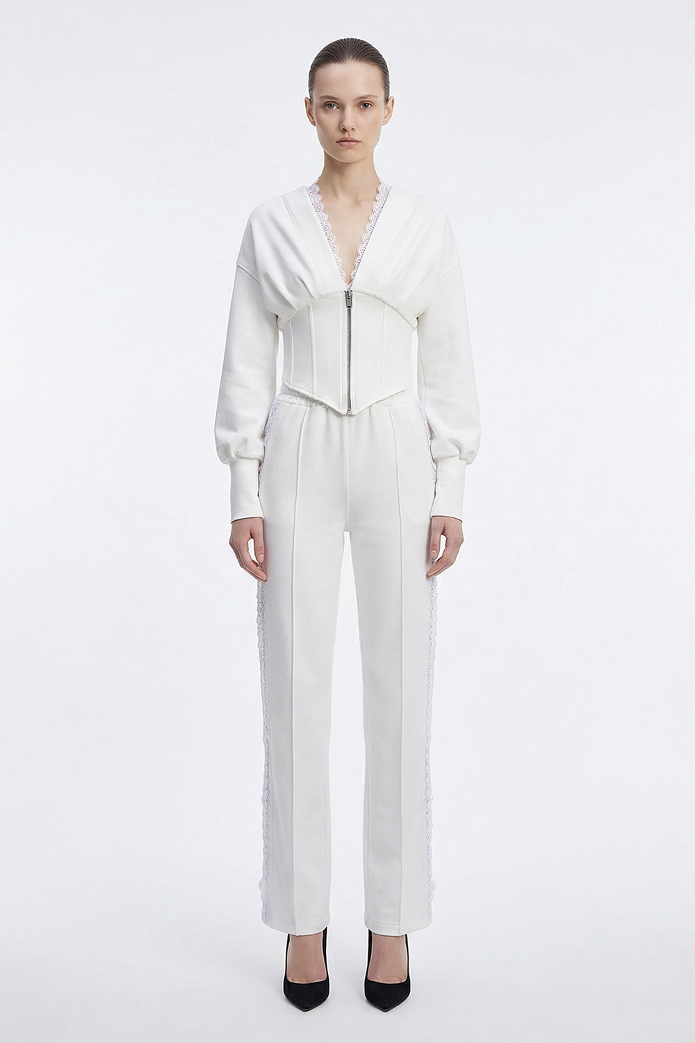 Karol v2 lace Off-White Hoodie with corset