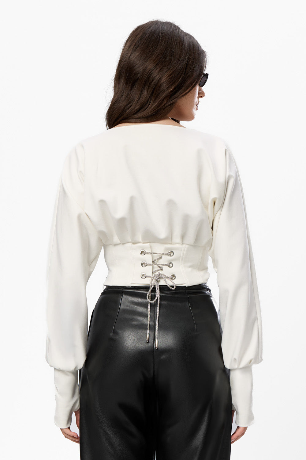 Nyssa Off-White Top with applied rhinestones