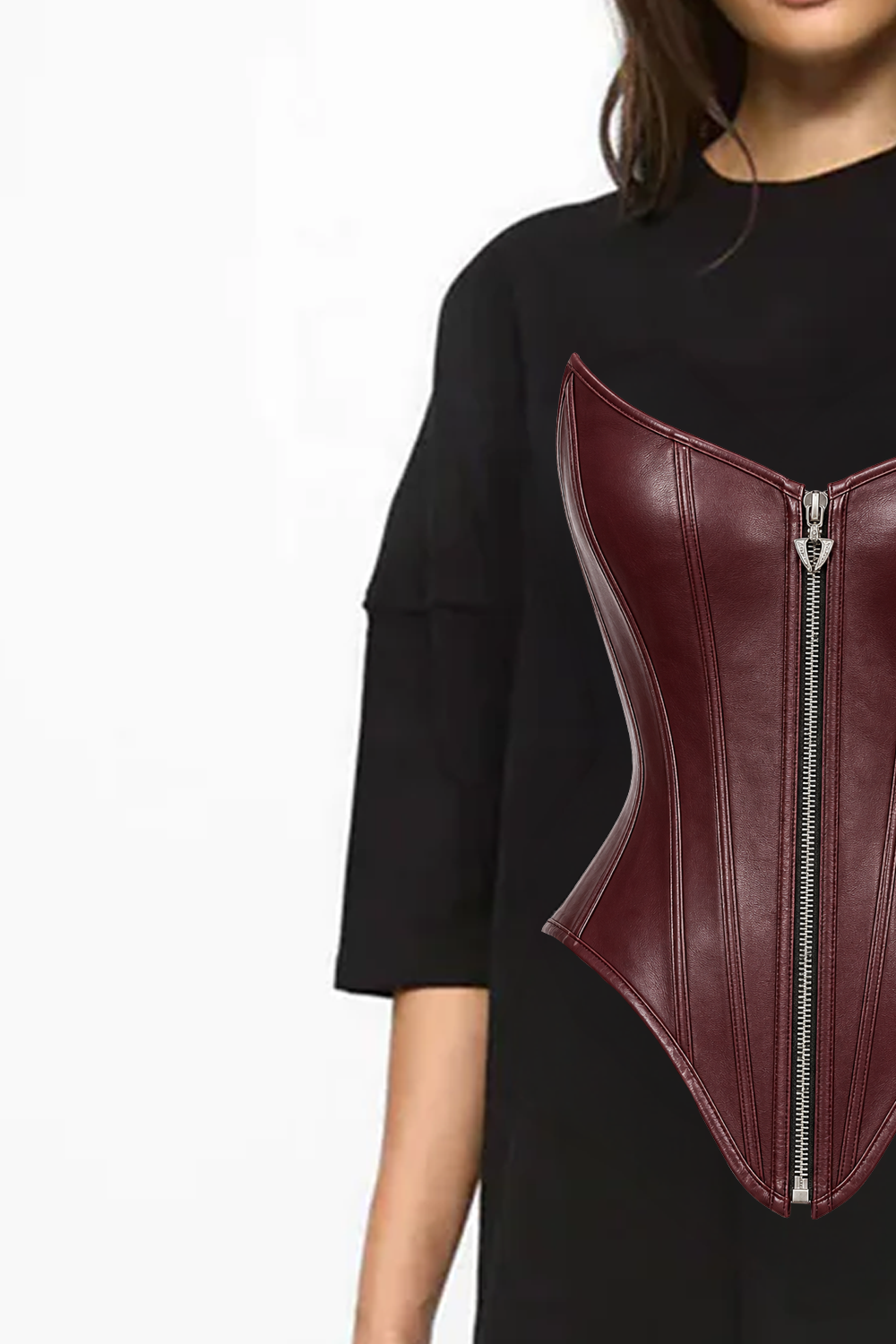 Rochie neagra cu imprimeu Burgundy Corset