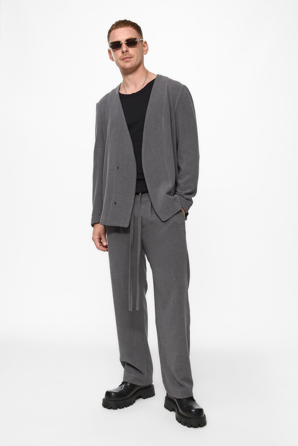 Cardigan gri din stofa de barbati 247 v2