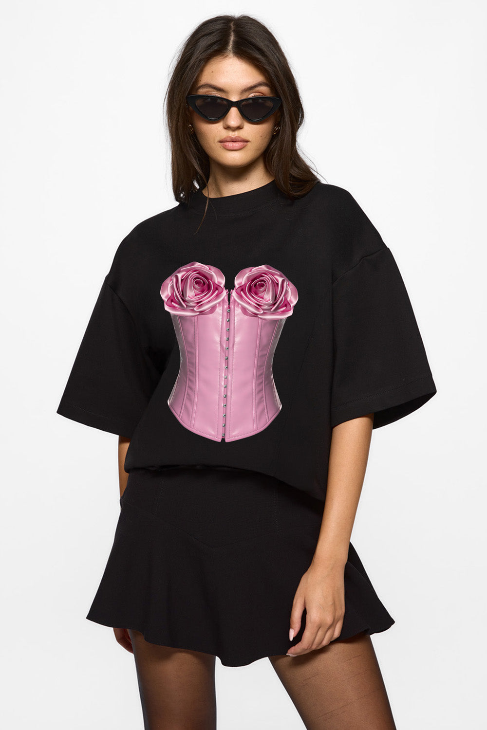 Tricou negru cu imprimeu Charmante V2