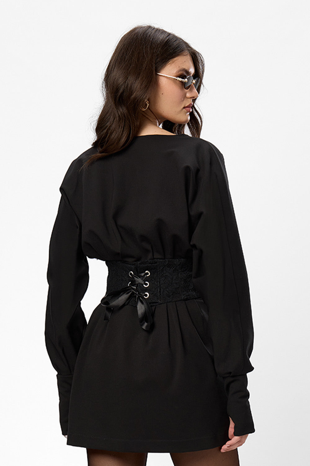 Nyssa Off-White Dress with sheer lace corset